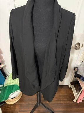 Women's Black Open-Front Draped Jacket